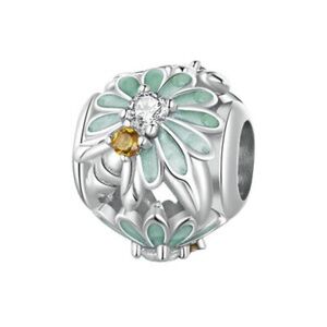Silver and Green Floral Charm